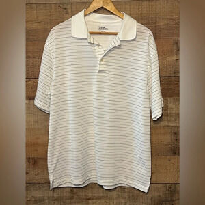 🌻PGA Tour White Striped Polo Men's size XL Golf Outdoor Business Casual
